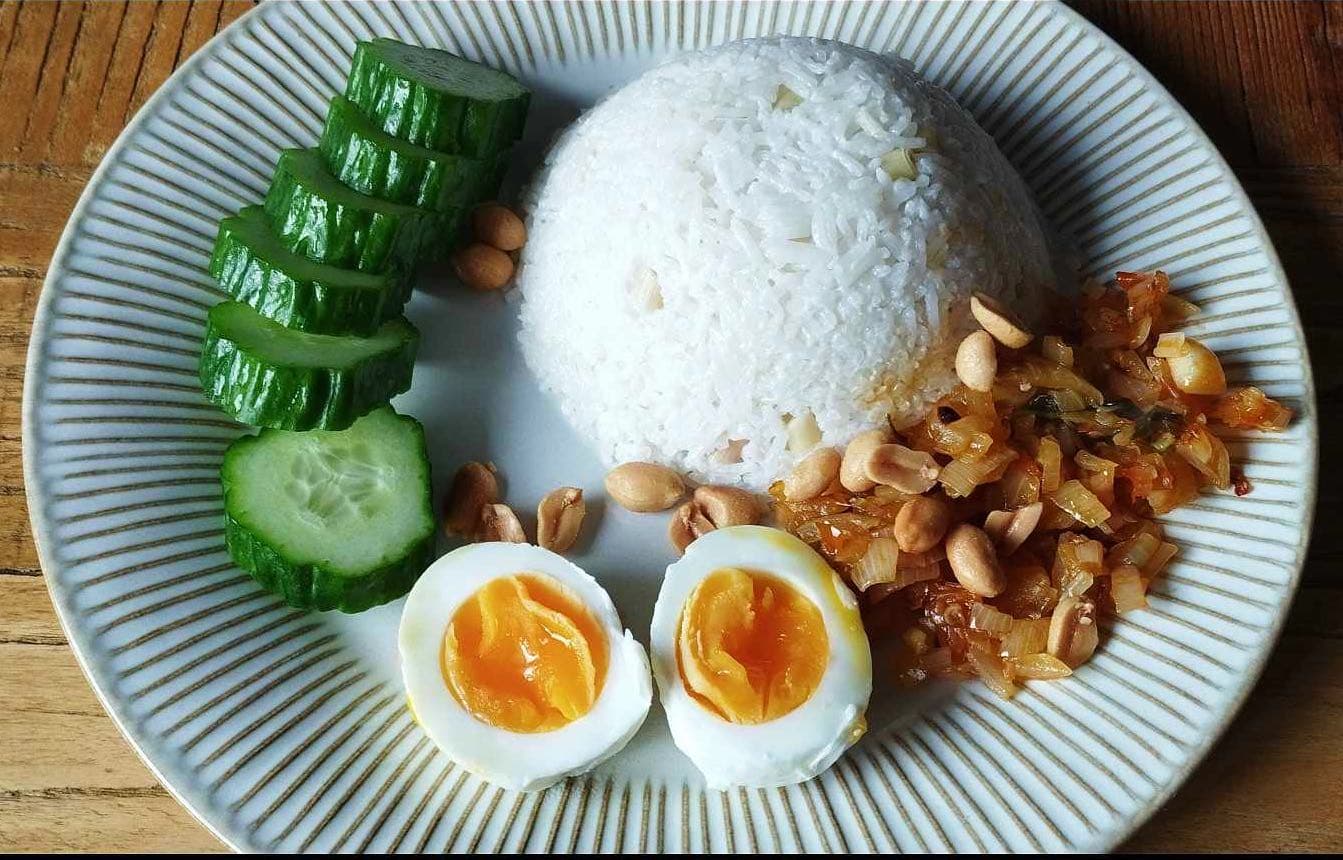 Malaysias nationalrätt Nasi Lemak.